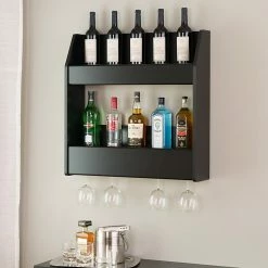 Prepac 2-Tier Floating Wine And Liquor Rack, Black (BSOW-0202-1) -Outlet Shelving for Your Workspace Store unnamed file 105
