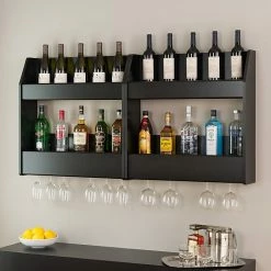 Prepac 2-Tier Floating Wine And Liquor Rack, Black (BSOW-0202-1) -Outlet Shelving for Your Workspace Store unnamed file 107