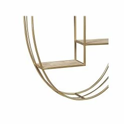 Benzara 4-Tier Wood/Metal Hanging Shelf, 23.75", Gold/Brown (BM227368) -Outlet Shelving for Your Workspace Store unnamed file 113