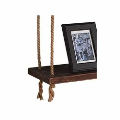 Benzara 3-Tier Wood/Metal Hanging Shelf, 24", Walnut Brown/Gray (BM155700) -Outlet Shelving for Your Workspace Store unnamed file 120