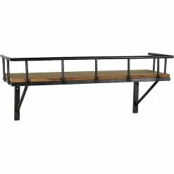 Benzara Wood/Metal Hanging Shelf, 19", Brown/Black (BM210581)