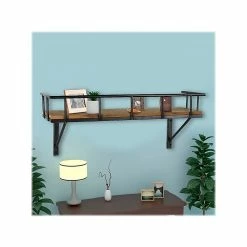 Benzara Wood/Metal Hanging Shelf, 19", Brown/Black (BM210581) -Outlet Shelving for Your Workspace Store unnamed file 128