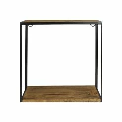 Benzara 2-Tier Wood/Metal Hanging Shelf, 10", Brown (BM239880)