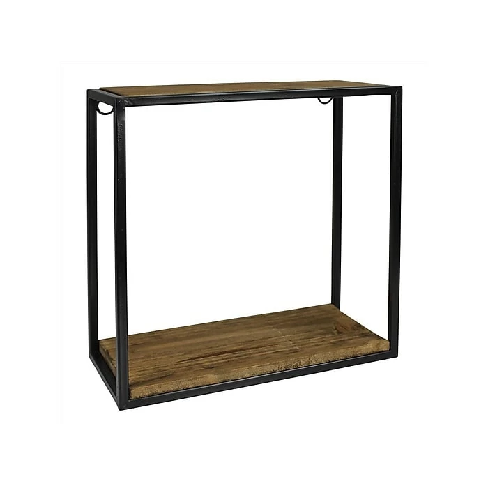 Benzara 2-Tier Wood/Metal Hanging Shelf, 10", Brown (BM239880) 4 Benzara 2-Tier Wood/Metal Hanging Shelf, 10", Brown (BM239880) - Image 2