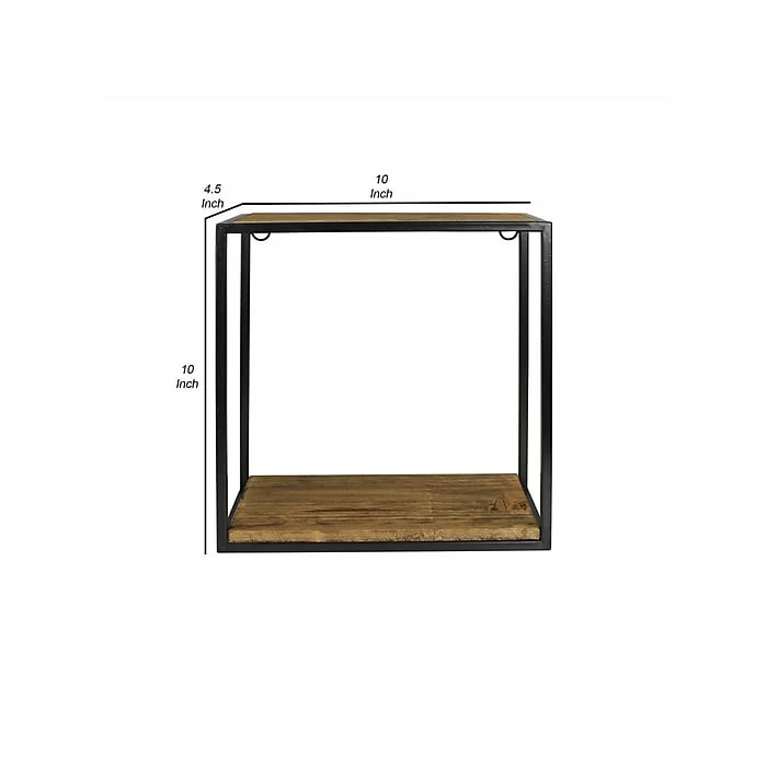 Benzara 2-Tier Wood/Metal Hanging Shelf, 10", Brown (BM239880) 7 Benzara 2-Tier Wood/Metal Hanging Shelf, 10", Brown (BM239880) - Image 5