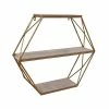 Benzara 3-Tier Wood/Metal Hanging Shelf, 23.75", Gold/Brown (BM190496) 1 Benzara 3-Tier Wood/Metal Hanging Shelf, 23.75", Gold/Brown (BM190496) -Outlet Shelving for Your Workspace Store unnamed file 134