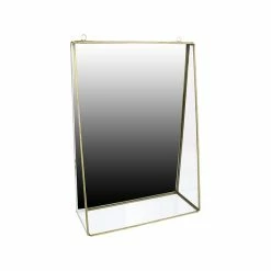 Benzara Metal Hanging Shelf With Mirror, 10", Silver (BM223188)