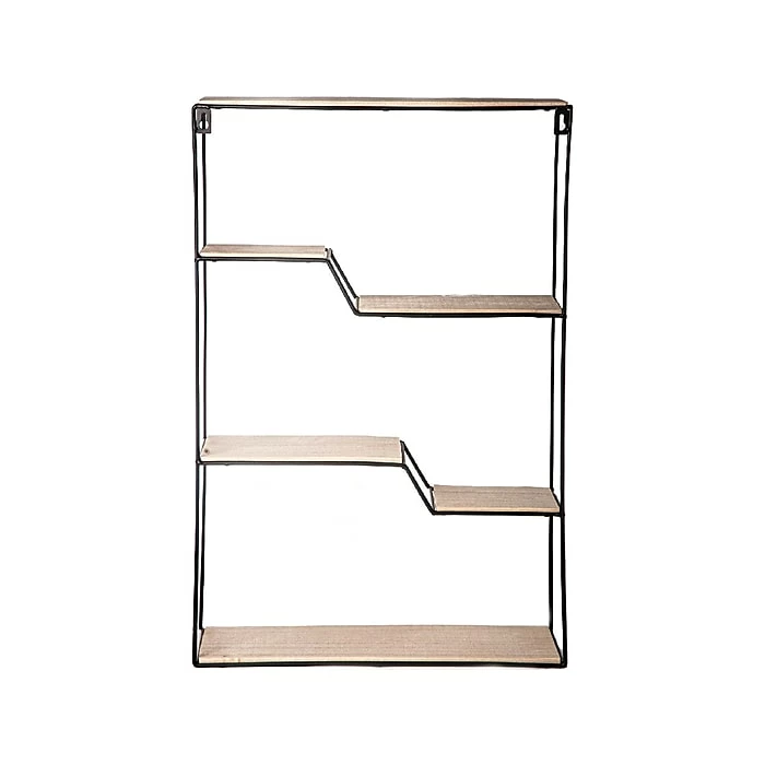 Benzara 5-Tier Wood/Metal Hanging Shelf, 15.75", Brown/Black (BM272857) 3 Benzara 5-Tier Wood/Metal Hanging Shelf, 15.75", Brown/Black (BM272857)