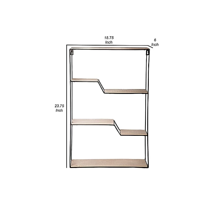 Benzara 5-Tier Wood/Metal Hanging Shelf, 15.75", Brown/Black (BM272857) 7 Benzara 5-Tier Wood/Metal Hanging Shelf, 15.75", Brown/Black (BM272857) - Image 5