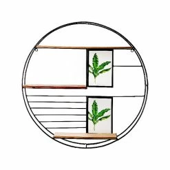 Benzara 3-Tier Wood/Metal Hanging Shelf, 19", Brown/Black (BM272856)