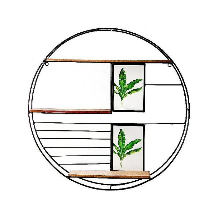 Benzara 3-Tier Wood/Metal Hanging Shelf, 19", Brown/Black (BM272856) 3 Benzara 3-Tier Wood/Metal Hanging Shelf, 19", Brown/Black (BM272856)