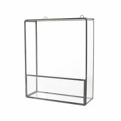 Benzara Metal/Glass Hanging Shelf, 8", Gray/Clear (BM223189)