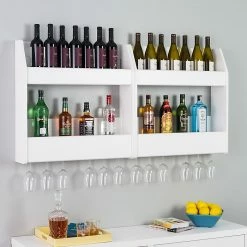 Prepac 2-Tier Floating Wine And Liquor Rack, White (WSOW-0202-1) -Outlet Shelving for Your Workspace Store unnamed file 166