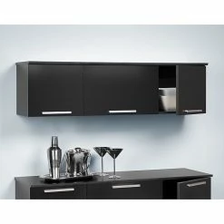 Prepac™ Coal Harbor Wall Mounted Hutch, 13"H X 47.25"W X 12"D, Black