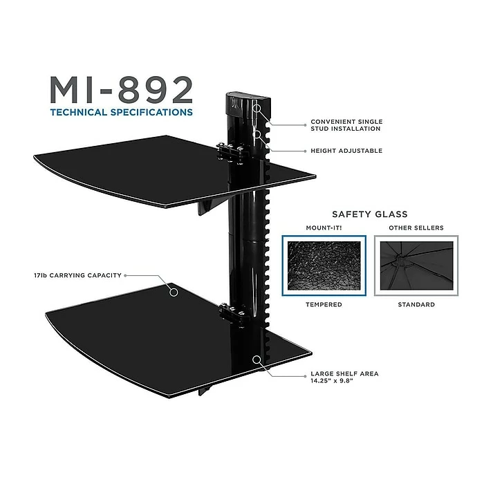 Mount-It! Floating Wall Mounted Shelf Bracket Stand, Black (MI-892) 5 Mount-It! Floating Wall Mounted Shelf Bracket Stand, Black (MI-892) - Image 3