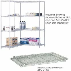 Safco Industrial Extra 2-Shelf Metal Shelf, 48.03", Metallic Gray (5293GR)