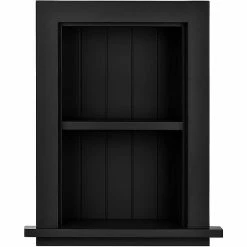 AdirHome Recessed Wall Mount Shelf, Wooden Utility Storage Shelf, 12.75'' W, Black (515-01-BLK)