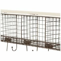 Benzara Metal Mounted Shelf With 9 Hooks, 30", White/Black (BM144190) -Outlet Shelving for Your Workspace Store unnamed file 295