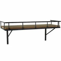 Benzara Wood/Metal Mounted Shelf, 24", Brown/Black (BM209839)