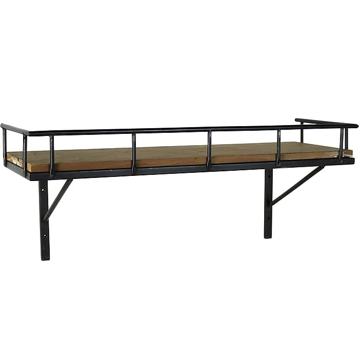 Benzara Wood/Metal Mounted Shelf, 24", Brown/Black (BM209839) 3 Benzara Wood/Metal Mounted Shelf, 24", Brown/Black (BM209839)