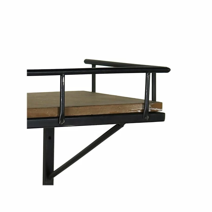 Benzara Wood/Metal Mounted Shelf, 24", Brown/Black (BM209839) 4 Benzara Wood/Metal Mounted Shelf, 24", Brown/Black (BM209839) - Image 2