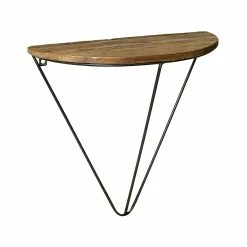 Benzara Wood/Metal Mounted Shelf, 18.25", Brown/Black (BM218276)