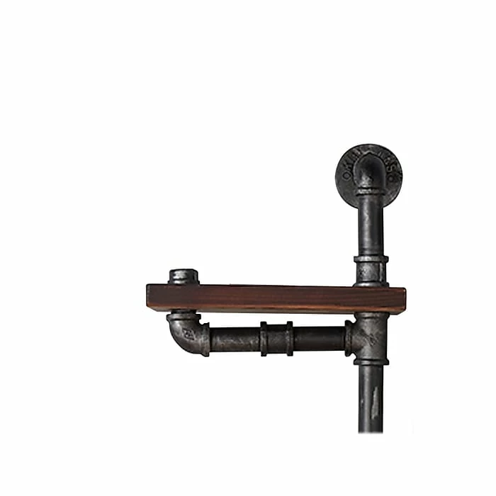 Benzara 3-Tier Wood/Metal Mounted Shelf, 30", Walnut Brown/Gray (BM155699) 4 Benzara 3-Tier Wood/Metal Mounted Shelf, 30", Walnut Brown/Gray (BM155699) - Image 2