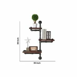 Benzara 3-Tier Wood/Metal Mounted Shelf, 30", Walnut Brown/Gray (BM155699) 11 Benzara 3-Tier Wood/Metal Mounted Shelf, 30", Walnut Brown/Gray (BM155699) -Outlet Shelving for Your Workspace Store unnamed file 383