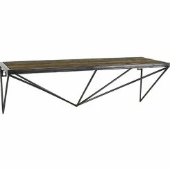 Benzara Wood/Metal Mounted Shelf, 24", Brown/Black (BM209843)
