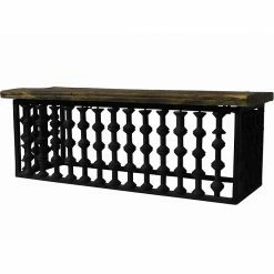 Benzara Reclaimed Wood Mounted Shelf, 30", Brown/Black (BM209781)