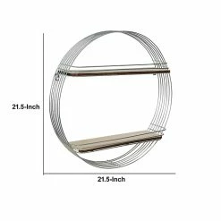 Benzara 2-Tier Wood/Metal Mounted Shelf, 21.5", Silver/Brown (BM209447) -Outlet Shelving for Your Workspace Store unnamed file 395