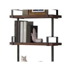 Benzara 3-Tier Wood/Metal Mounted Shelf, 24", Walnut Brown/Gray (BM155703) -Outlet Shelving for Your Workspace Store unnamed file 433