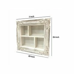 Benzara 4-Tier Wooden Mounted Shelf, 28", White (UPT-231751) -Outlet Shelving for Your Workspace Store unnamed file 443