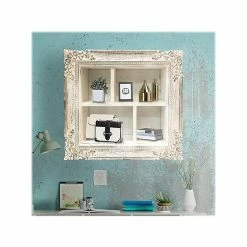 Benzara 4-Tier Wooden Mounted Shelf, 28", White (UPT-231751) -Outlet Shelving for Your Workspace Store unnamed file 444