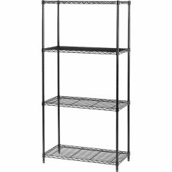 Safco Commercial 4-Shelf Wire Stand Alone, 36", Black (5276BL)