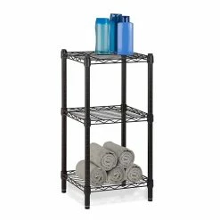 Honey-Can-Do Small 3-Tier Adjustable Storage Shelving Unit, 15"W, Black (SHF-09209)