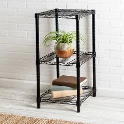 Honey-Can-Do Small 3-Tier Adjustable Storage Shelving Unit, 15"W, Black (SHF-09209) -Outlet Shelving for Your Workspace Store unnamed file 469