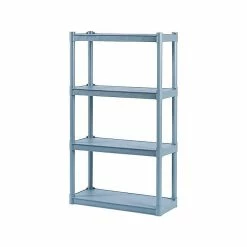 ICEBERG Rough 'N Ready 4-Shelf Plastic/Poly Stand Alone, 32"W, Platinum (20843)
