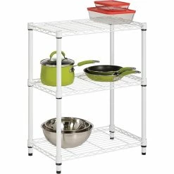 Honey-Can-Do 3-Tier Shelving Unit - 250 Lb. Capacity, White (SHF-09619)