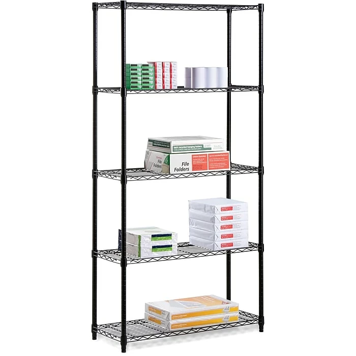 Honey-Can-Do 5-Tier 350 Lb. Capacity Shelving Unit, Black (SHF-09627) 3 Honey-Can-Do 5-Tier 350 Lb. Capacity Shelving Unit, Black (SHF-09627)