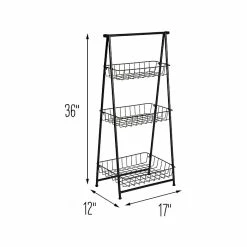 Honey-Can-Do 3-Tier Metal Stand Alone Folding A-Frame Entryway Shelf, 17", Black (SHF-08580) -Outlet Shelving for Your Workspace Store unnamed file 511
