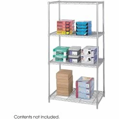 Safco Industrial 4-Shelf Metal Stand Alone, 36", Metallic Gray (5288GR)