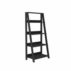 Walker Edison 55" Wood Ladder Bookshelf - Black (SPS55LDBL)