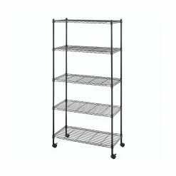 Whitmor Supreme 5-Tier 59.5" Rolling Cart, Black (6070-7666)