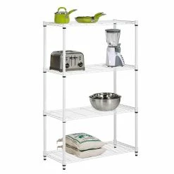 Honey-Can-Do 4-Tier Heavy-Duty Adjustable Shelving Unit With 250-lb Weight Capacity, 14"W, White (SHF-09440)