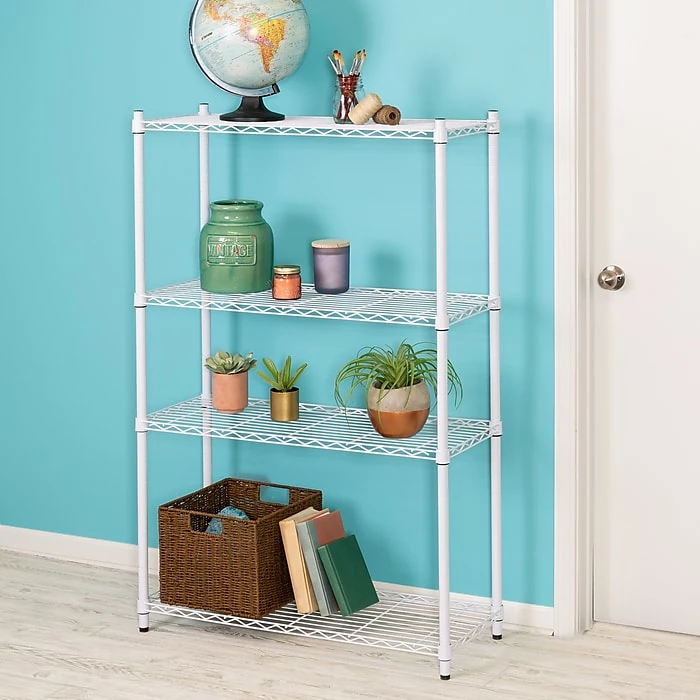 Honey-Can-Do 4-Tier Heavy-Duty Adjustable Shelving Unit With 250-lb Weight Capacity, 14"W, White (SHF-09440) 5 Honey-Can-Do 4-Tier Heavy-Duty Adjustable Shelving Unit With 250-lb Weight Capacity, 14"W, White (SHF-09440) - Image 3
