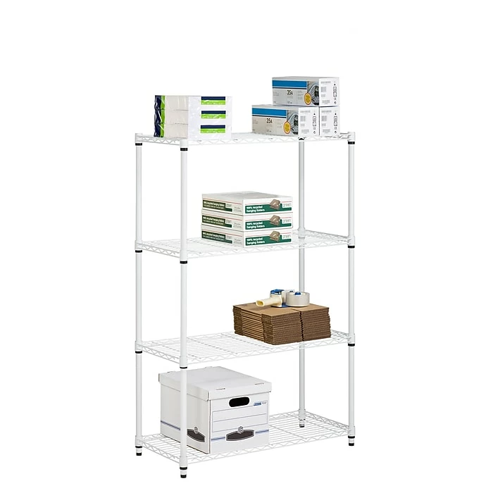 Honey-Can-Do 4-Tier Heavy-Duty Adjustable Shelving Unit With 250-lb Weight Capacity, 14"W, White (SHF-09440) 6 Honey-Can-Do 4-Tier Heavy-Duty Adjustable Shelving Unit With 250-lb Weight Capacity, 14"W, White (SHF-09440) - Image 4