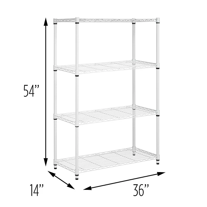 Honey-Can-Do 4-Tier Heavy-Duty Adjustable Shelving Unit With 250-lb Weight Capacity, 14"W, White (SHF-09440) 7 Honey-Can-Do 4-Tier Heavy-Duty Adjustable Shelving Unit With 250-lb Weight Capacity, 14"W, White (SHF-09440) - Image 5