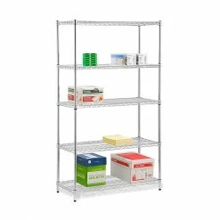 Honey-Can-Do 5-Tier Heavy-Duty Adjustable Shelving Unit With 800-lb Shelf Capacity, 18"W, Chrome (SHF-01441) -Outlet Shelving for Your Workspace Store unnamed file 620