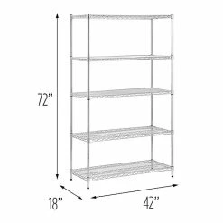 Honey-Can-Do 5-Tier Heavy-Duty Adjustable Shelving Unit With 800-lb Shelf Capacity, 18"W, Chrome (SHF-01441) -Outlet Shelving for Your Workspace Store unnamed file 622